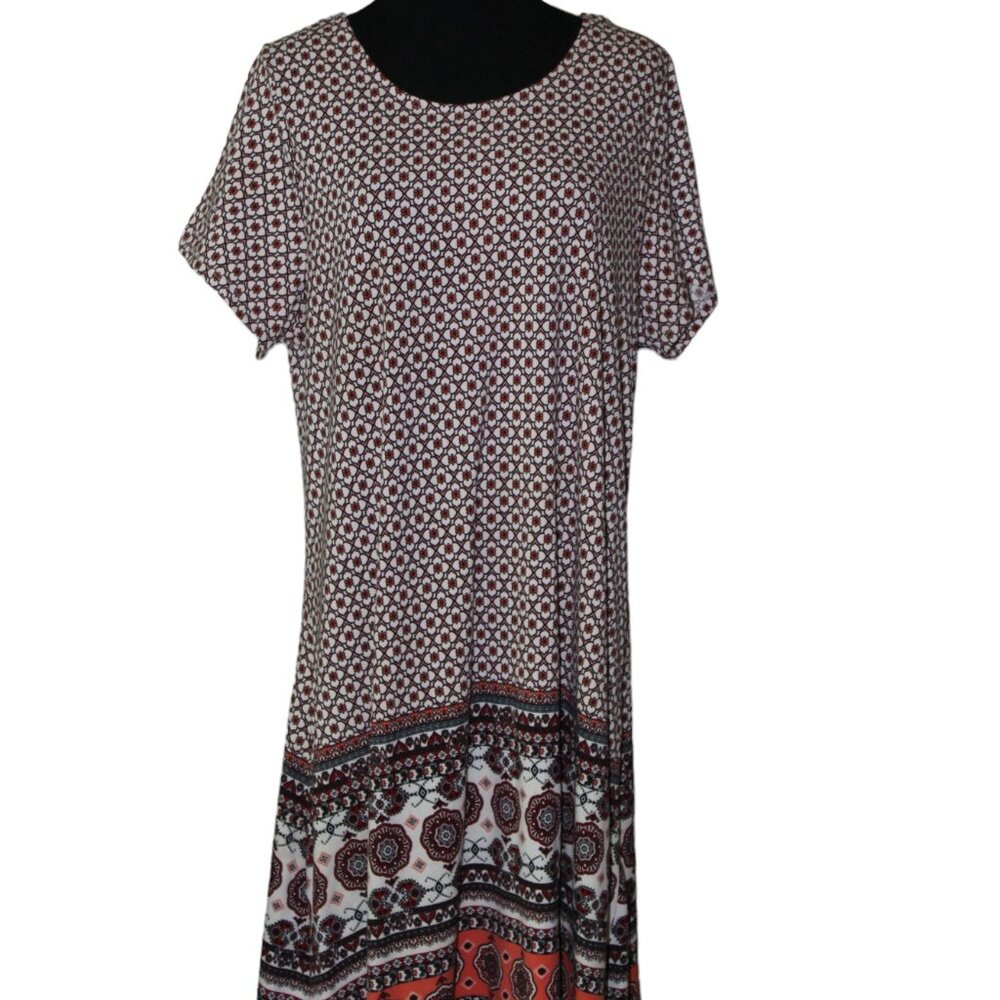 Sauci Plus Print Pullover Knee Length Shirt Dress Size 1X, EUC